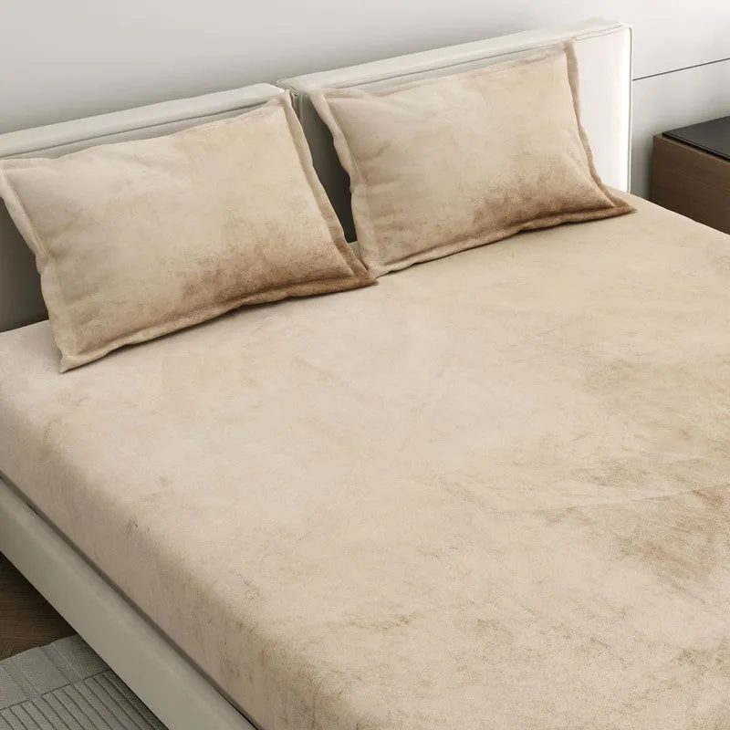 VelvetDream Woolen Bedsheet (Beige) - 150 GSM media 5