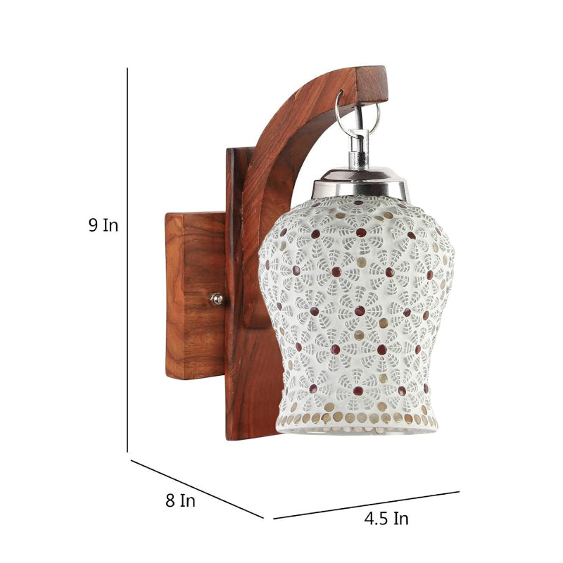 Dinara Forma Mosaic Glass & Wooden Wall Lamp media 4