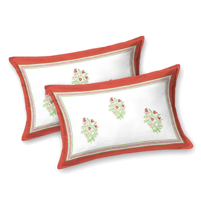 Rang Flow Cotton Bedsheet (Green,Red,White) - 120 TC media 4