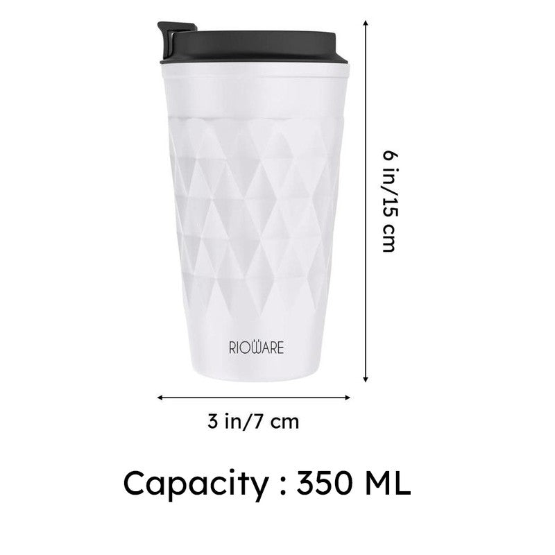 Rioware FacetSip Travel Stainless Steel Tumbler (350 ML) - White media 11