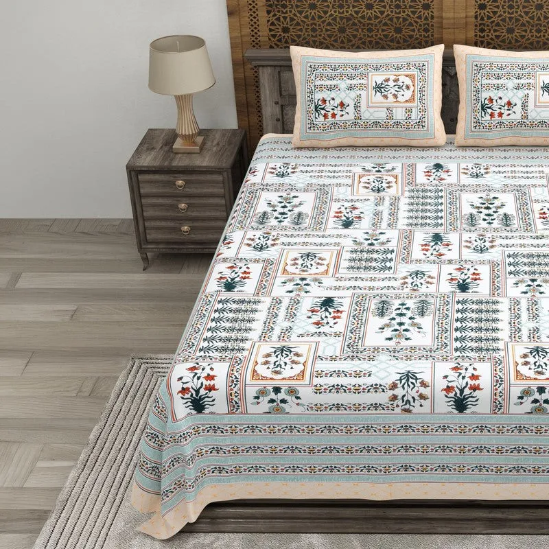 Desiio Cotton Bedsheet (Green,Beige) - 240 TC media 3