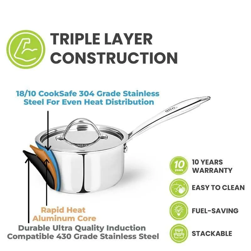 Soqo Induction Safe Saucepan With Lid - 2300 ML / 7 Inches media 3