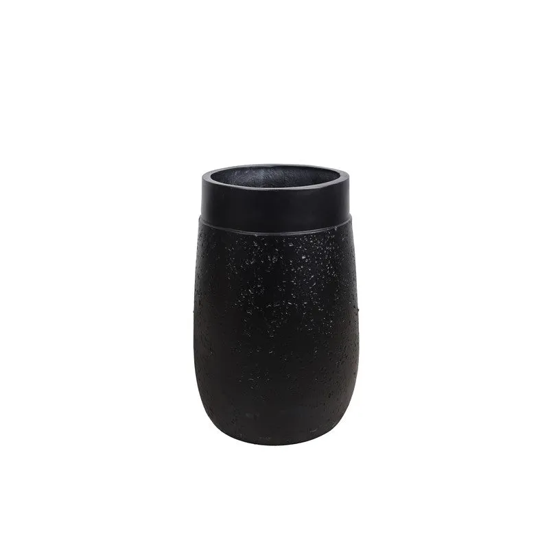 Black textured planter shown alone against a white background