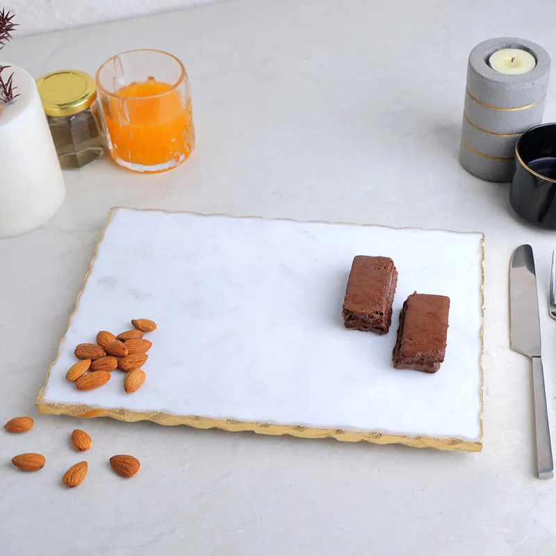 Trendy Appetizer Hand Crafted (Marble,Brass) Marble Platter media 1