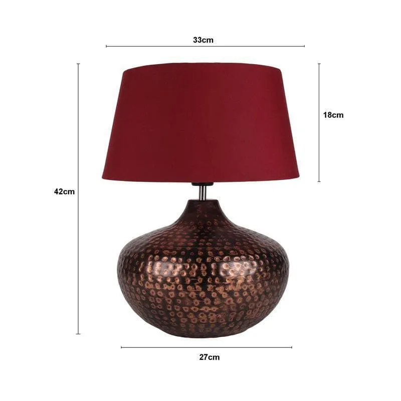 Arohana Fabric Table Lamp - Red,Bronze media 5