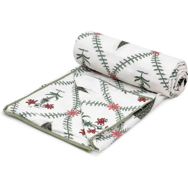 Falgun Ethnic Reversible Cotton Dohar (White & Pink)  - 180 GSM media 3