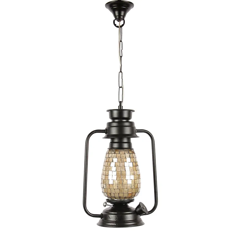 Avina Mosaic Lantern Glass Ceiling Lamp - Black media 4