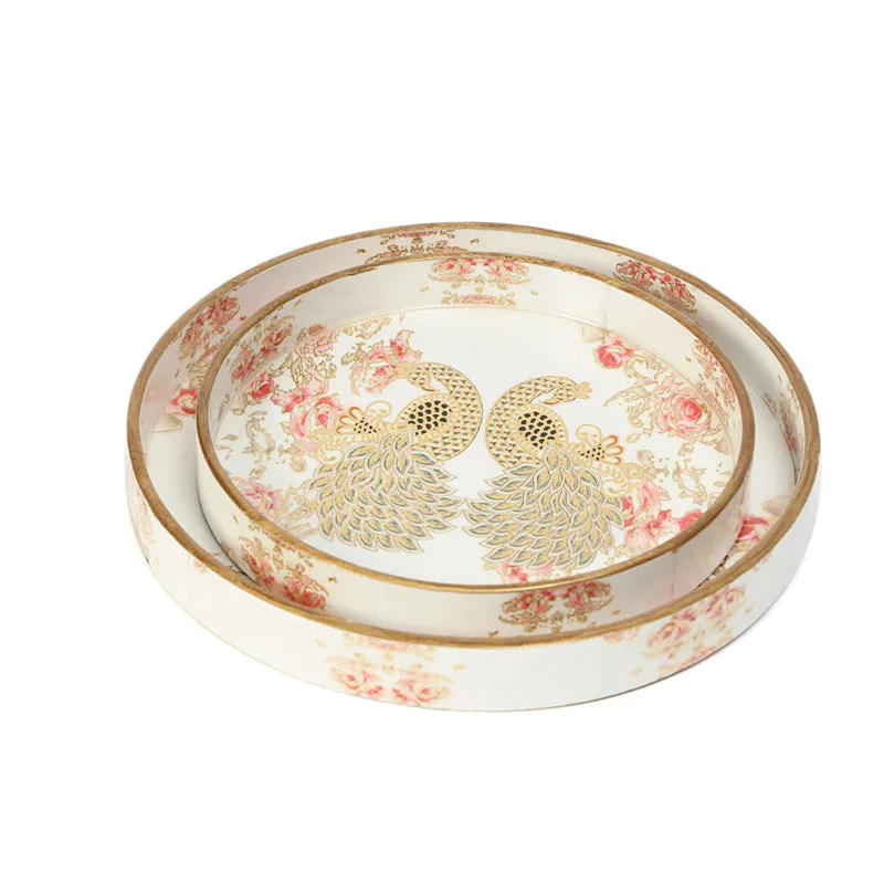 Golden Morni Enamel Coated Serving Tray (Round) - Set Of Two media 3