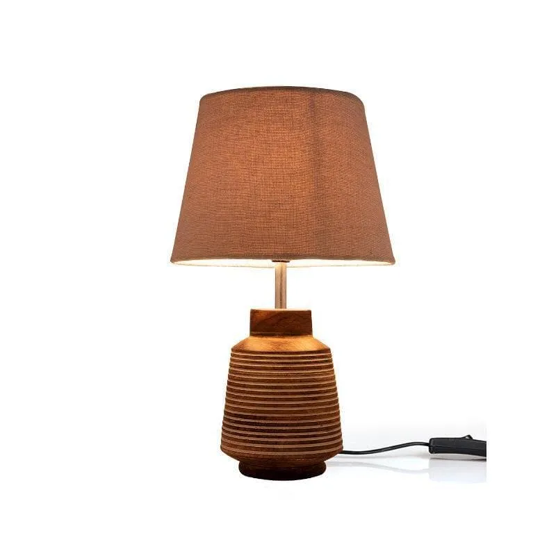 Classy With Twist Ridged Stand Fabric Table Lamp - Grey,Brown media 4
