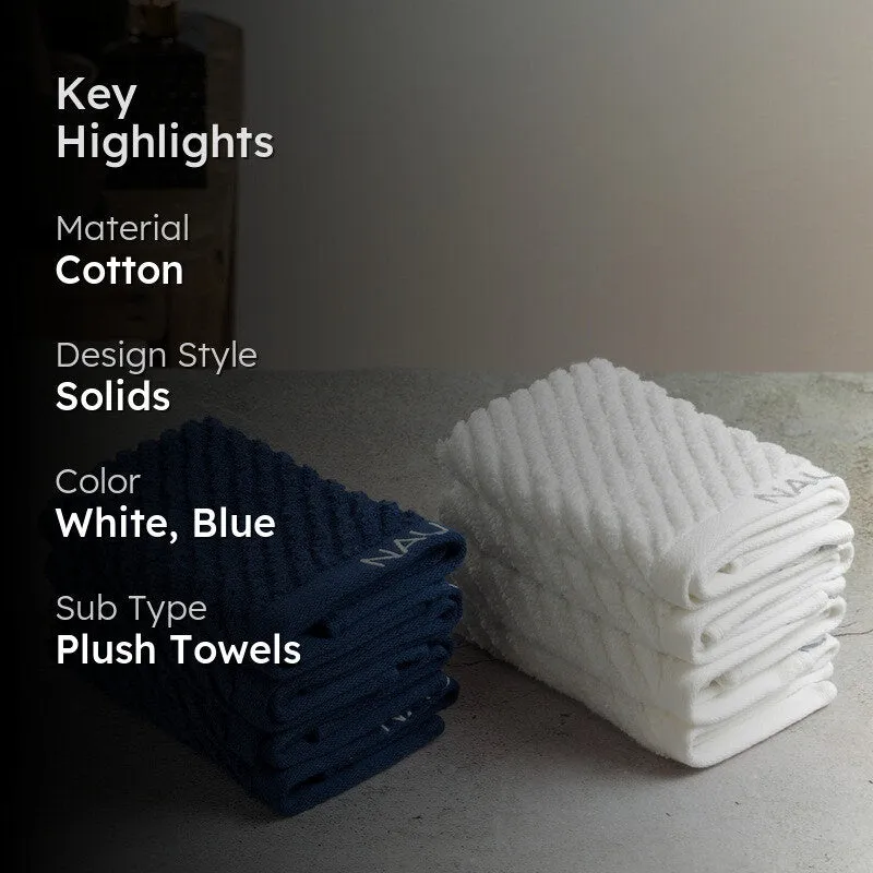 Nautica Riviera Soft Cotton Hand & Face Towel (Blue & White) - Set Of Eight media 2