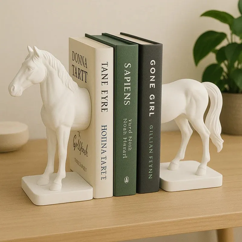 Classic Horse Design Book End - White media 4