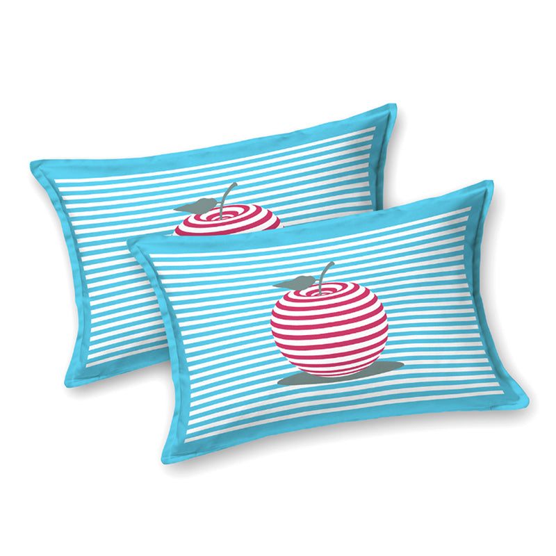 Illusion Stripey Cherry Cotton Bedsheet (Blue) - 200 TC media 5