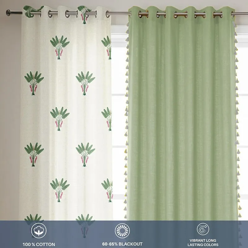 Urban Space Palm Lagoon & Aura Curtain (Green) - Set Of Four media 3