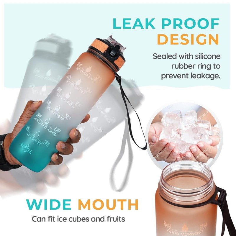 Solara Sportiq Plastic Water Bottle (1000 mL) - Orange,Blue media 4