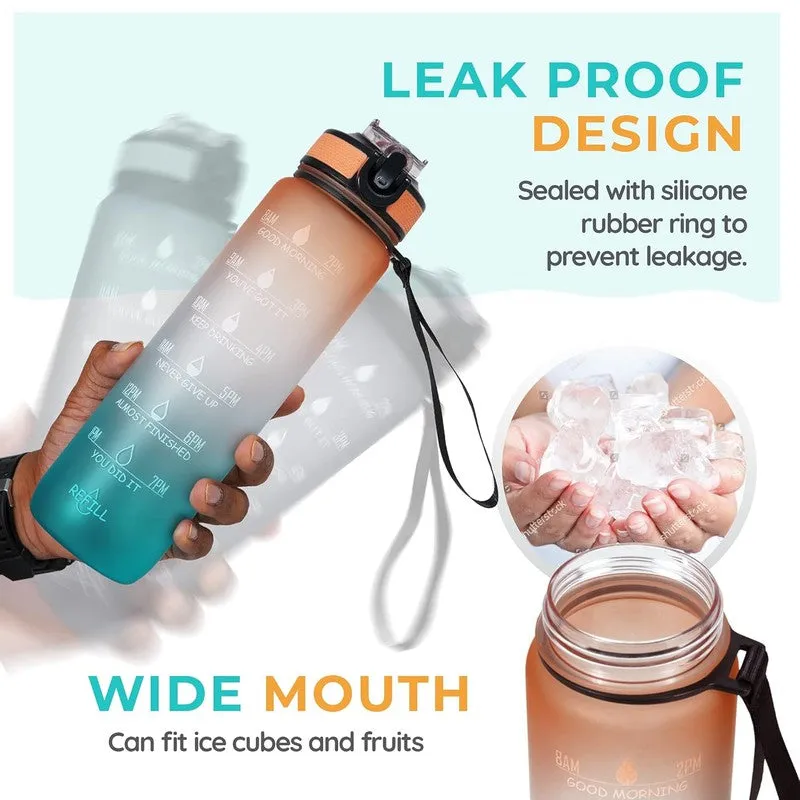 Solara Sportiq Plastic Water Bottle (1000 mL) - Orange,Blue media 4