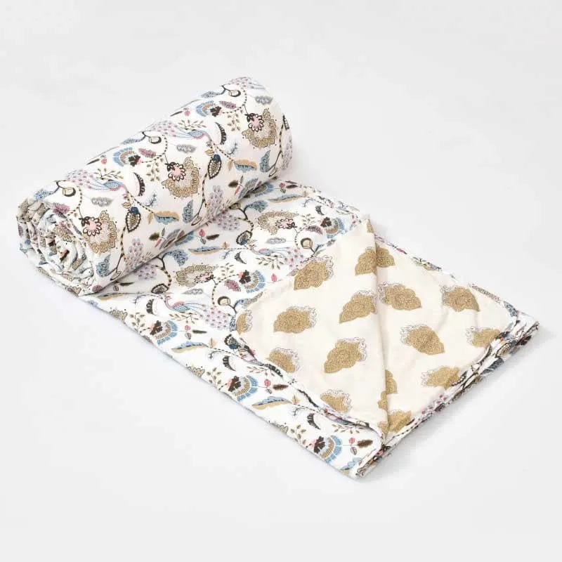 Floral Riyad Printed Green Cotton Dohar media 5