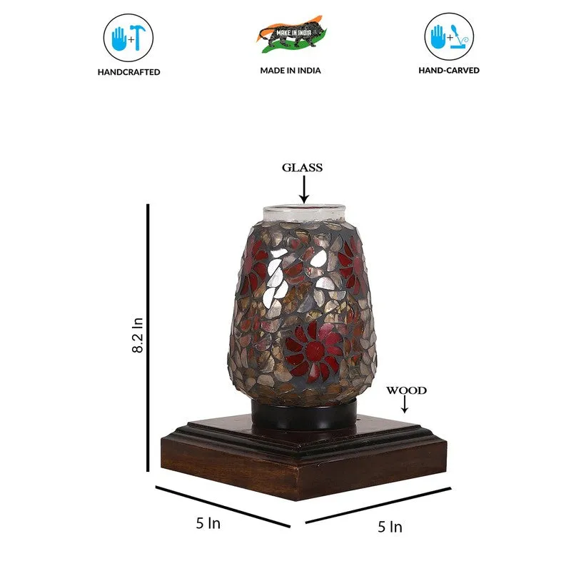 Lumivora Mosaic Glass Table Lamp With Wooden Base - Multicolor media 9