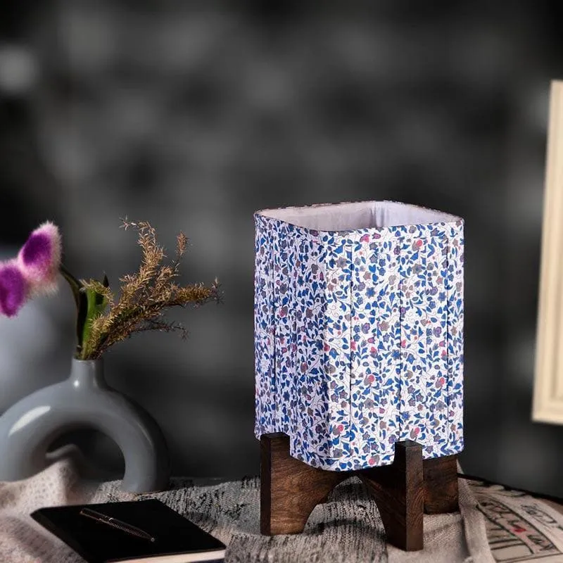 Blooming Flair Pleated Fabric Table Lamp - Blue,White media 3