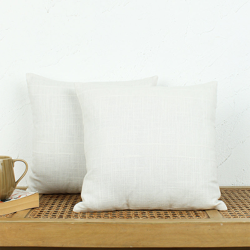 Scandi Soft Solid Cotton Cushion Cover (White) - Set Of Two media 3