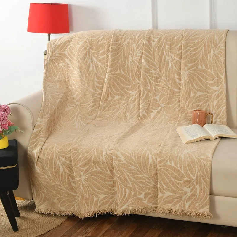 Warmora Floral Cotton Throws - Biege media 1