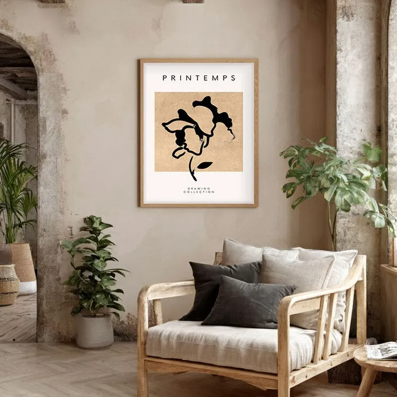 Petaline Canvas Wall Painting With Brown Frame media 5