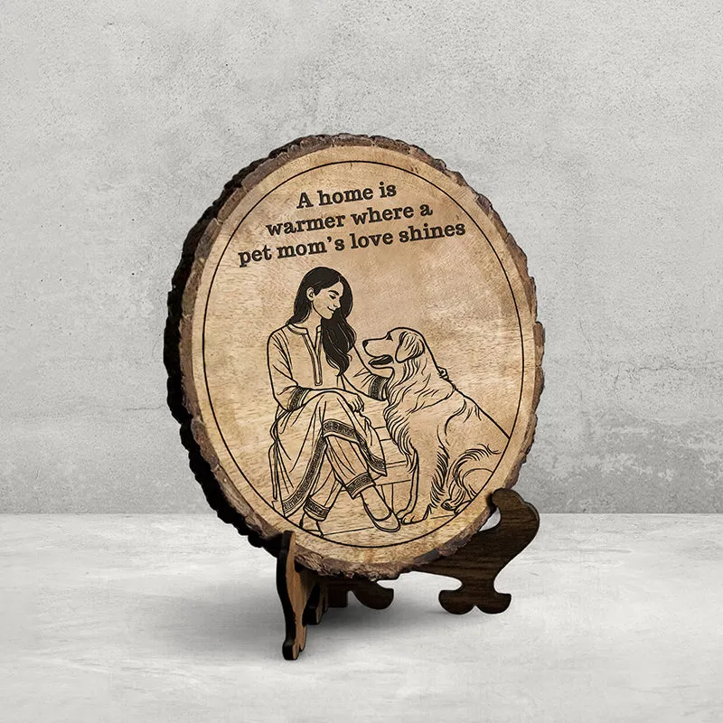 Pet Mom's Love Wooden Showpiece - Round media 3