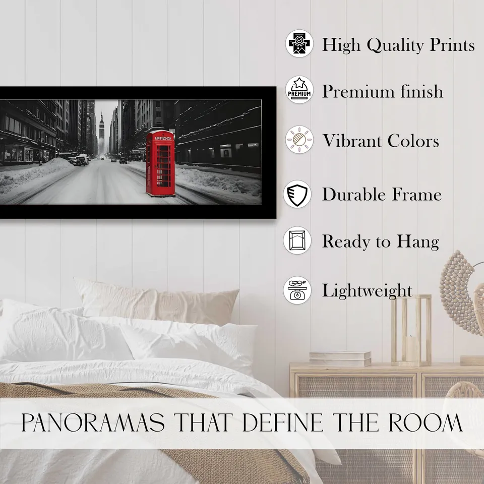 Scarlex Iconic Red Telephone Booth Wall Painting With Frame media 3