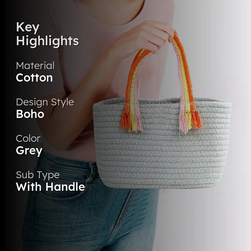 Tidy Twist Cotton Storage Basket Grey media 2