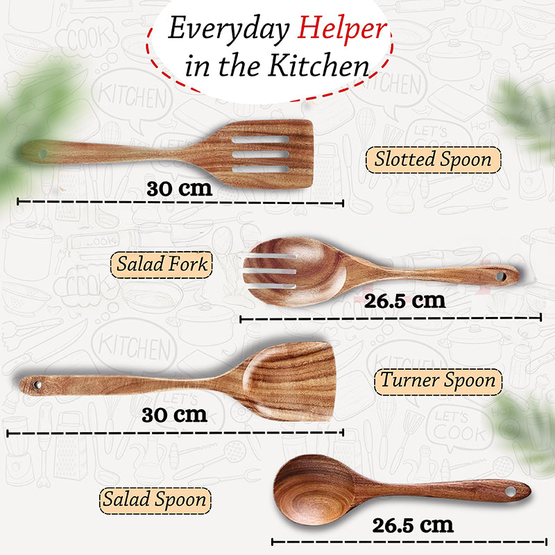 Naturva Sheesham Wood Serving Spoon - Four Piece Set media 5
