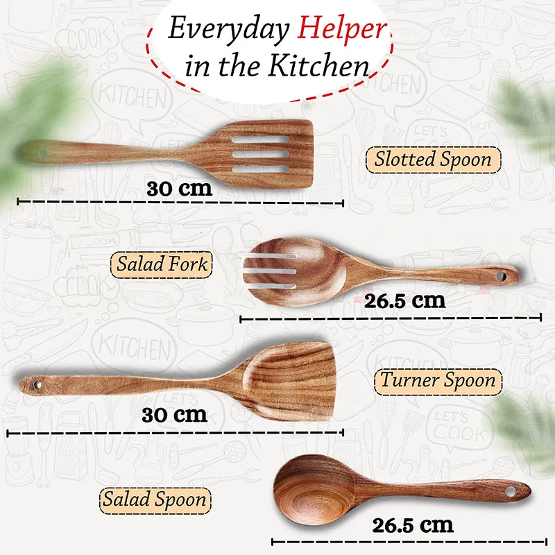 Naturva Sheesham Wood Serving Spoon - Four Piece Set media 5