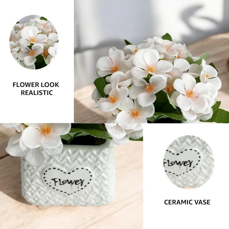 Faux Jasmine Artificial Flower With Pot media 6