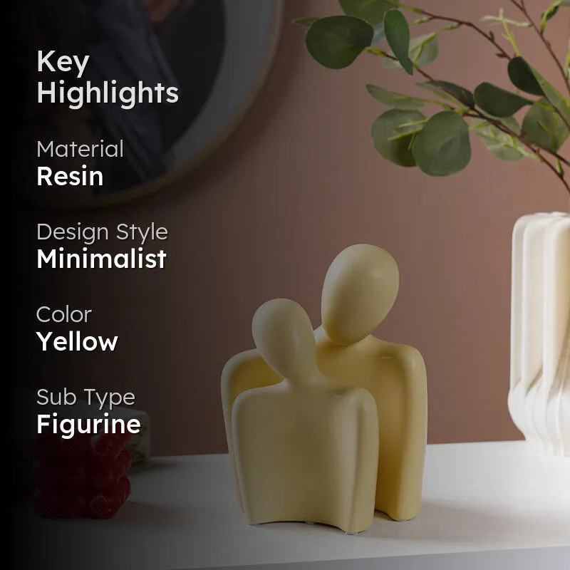 Dual Embrace Abstract Painted Resin Showpiece (Yellow) - Set Of Two media 2