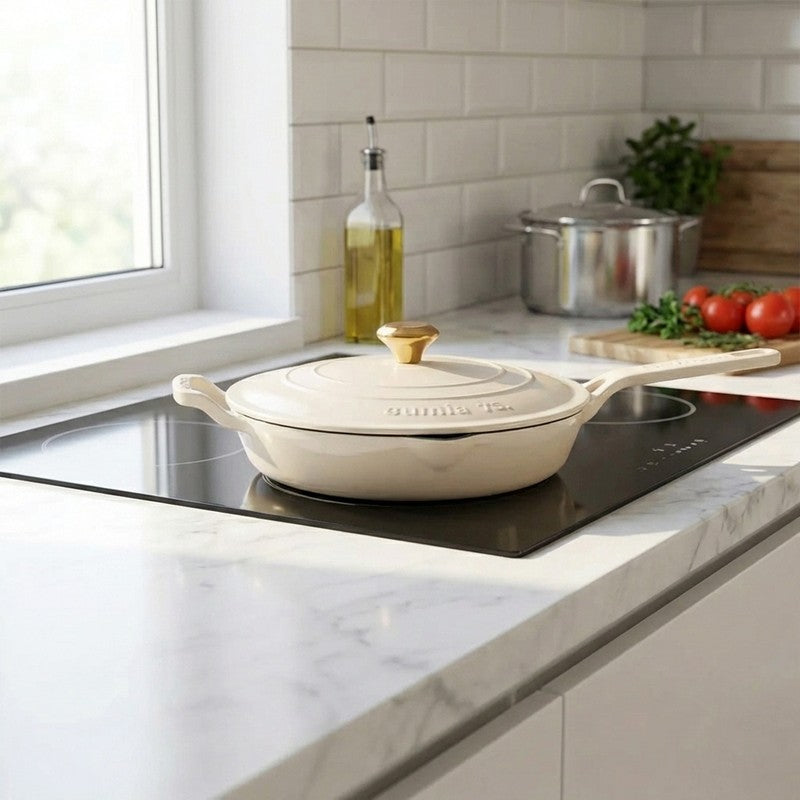 Cumin Co Enamel Cast Iron Frying Pan (1900 mL) - White
