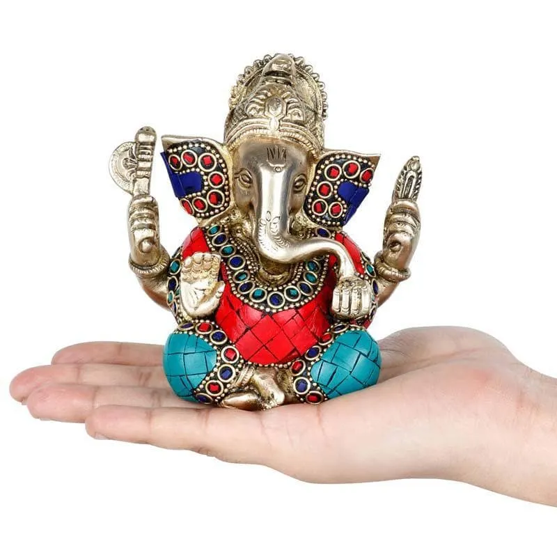 Red & Turquoise Enamel Ganesha media 5