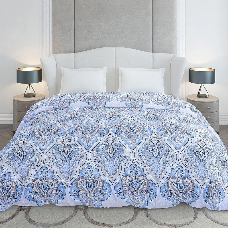Monte Carlo Bloomen Ethnic Motif Polyester Reversible Dohar (Blue) - 210 GSM media 4