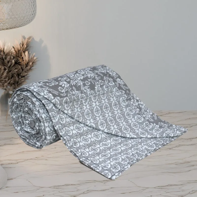 Floral Sprinkle Reversible Cotton Dohar (Grey) - 120 GSM media 9