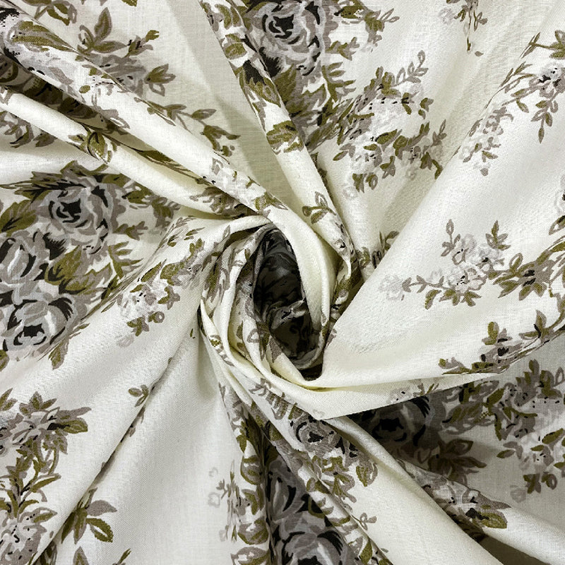 Swayam Rosabella Floral Cotton Bedsheet (Grey) - 250 TC media 4