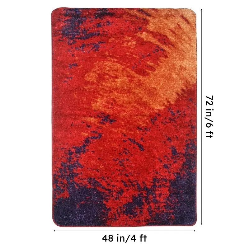 Lurean Abstract Micro Fiber Area Rug - Red,Beige media 7