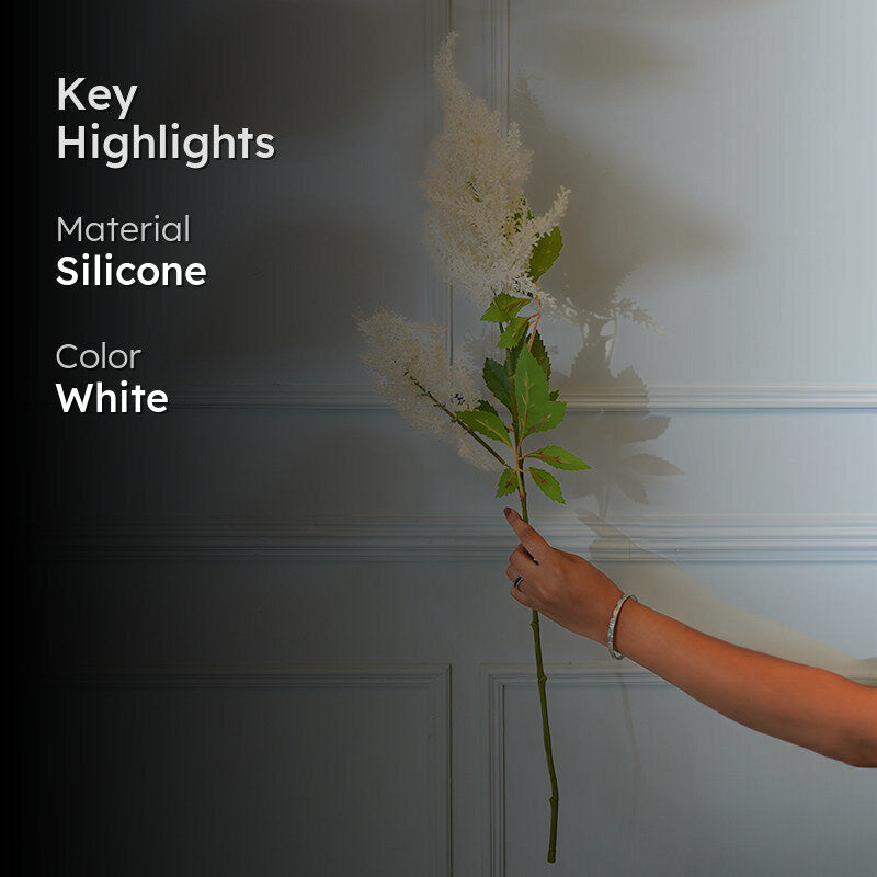 Faux Millet Grass Flower Stick (White) - 33 CM media 2