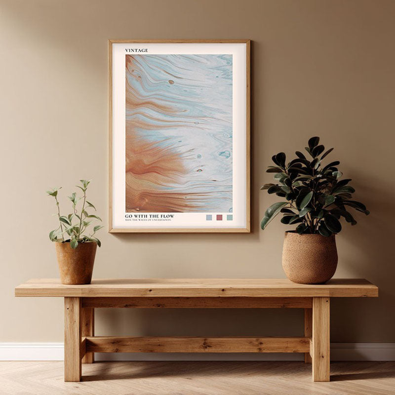 Go with the Flow Archival Canvas Wall Art - Natural Brown Frame