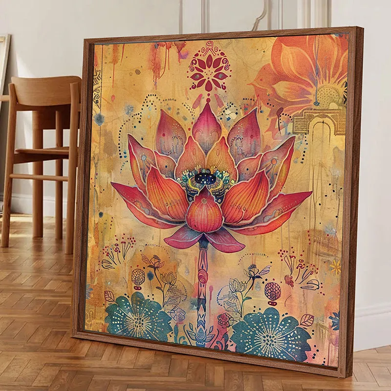 Lotus Meditation Wall Art With Frame - Brown media 5