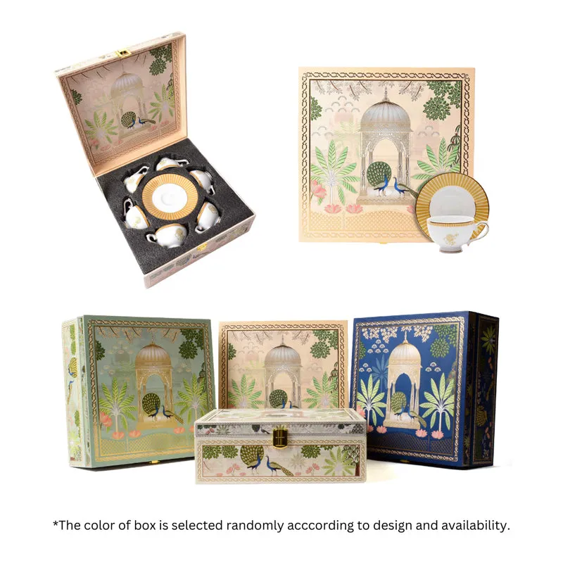 Gilded Iris 24k Gold Brushed Porcelain Tea Cup & Saucer (280 mL) - Set of Six media 9
