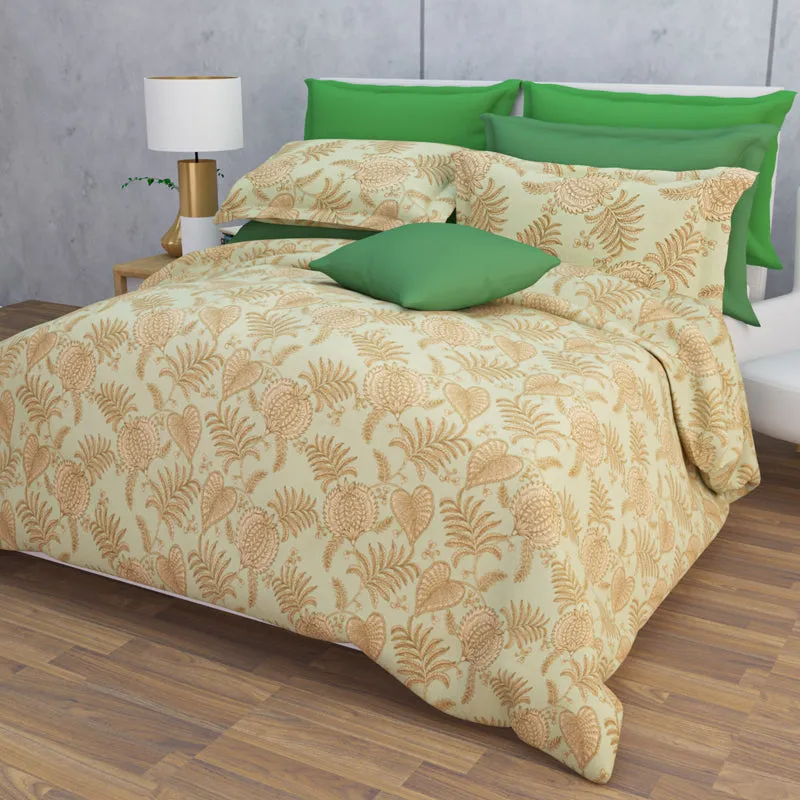 Fern Dreams Cotton Bedsheet (Light Yellow) - 144 TC media 8