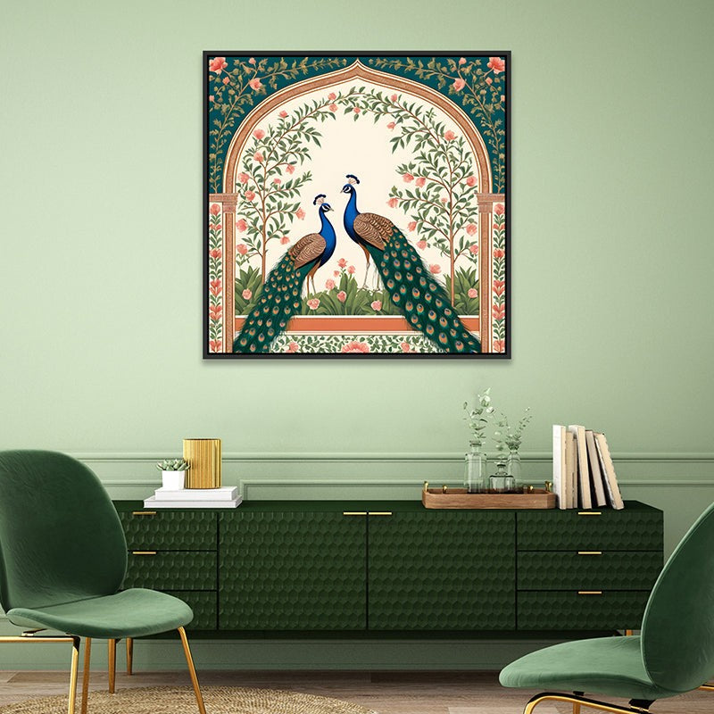 Mayura In Love Canvas Wall Painting With Frame - Black media 5