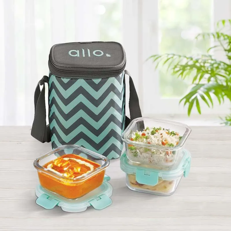 Jonas Lunchbox With Square Chevron Bag (310 ML) - Set Of Three media 3