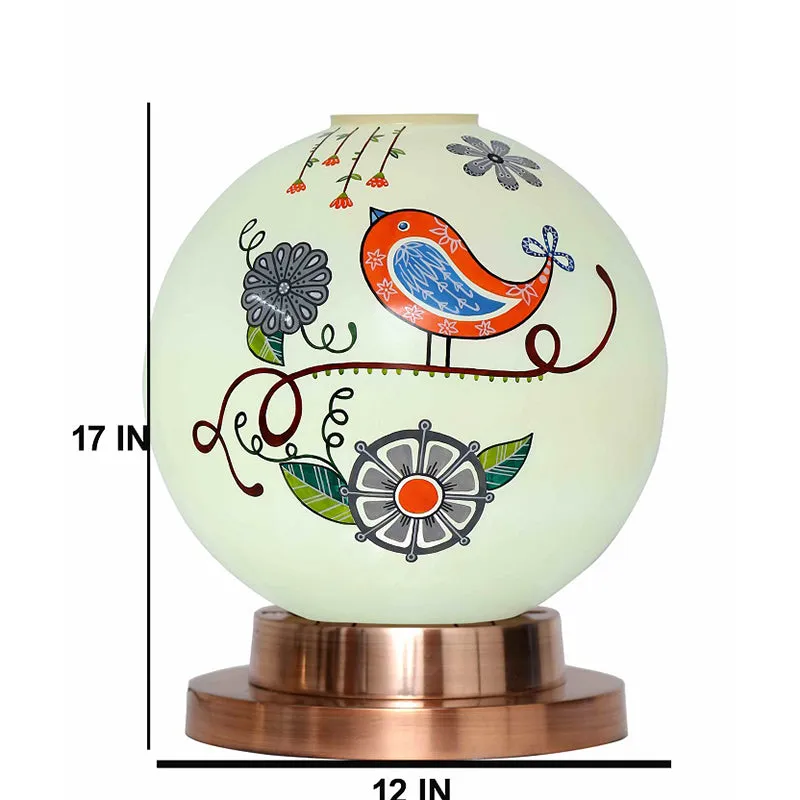 Nomadic Aura Hand Painted Copper & Glass Moon Table Lamp - Multicolor media 5