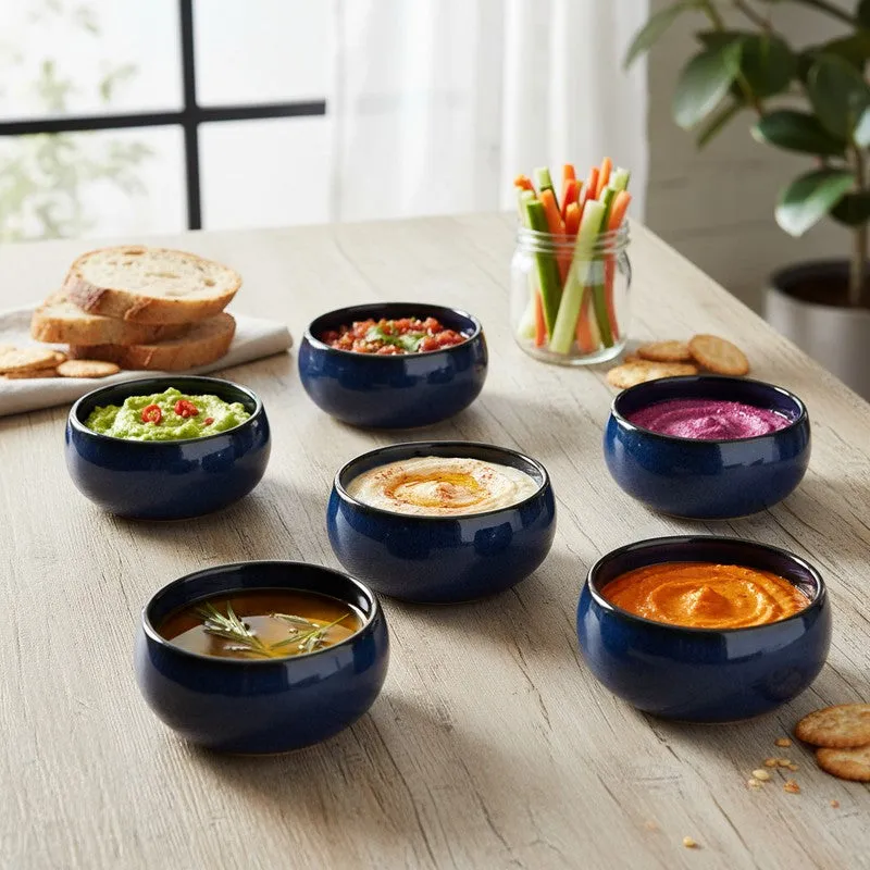 Nocturne Handcrafted Ceramic Dip Bowls (Blue,150 mL) - Set Of Six media 1