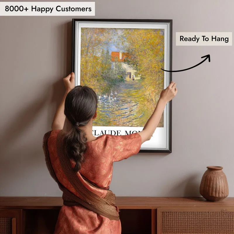 The Geese (1874) Archival Canvas Wall Painting - Black Frame media 6