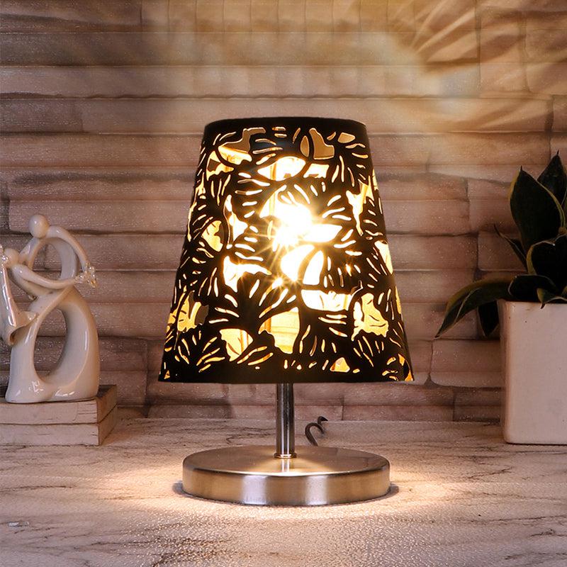 Vidro Flora Etched Metal Table Lamp - Black,Silver