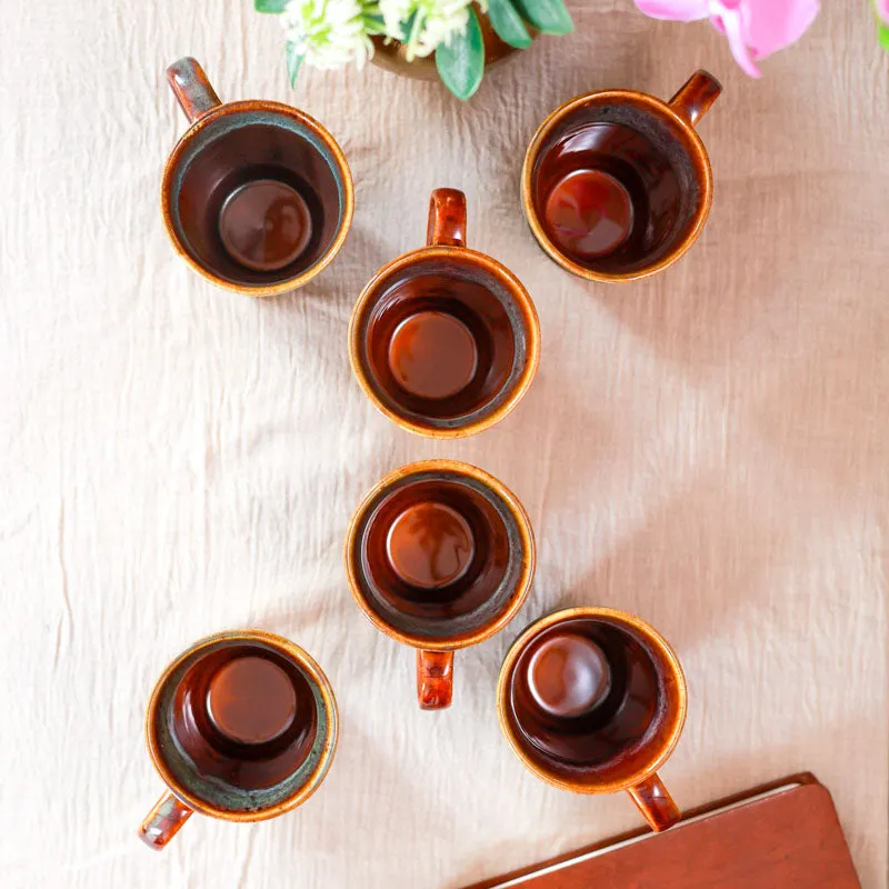 Ceramuse Ceramic Coffee Mug (300 mL Each/Brown) - Set of Six media 4